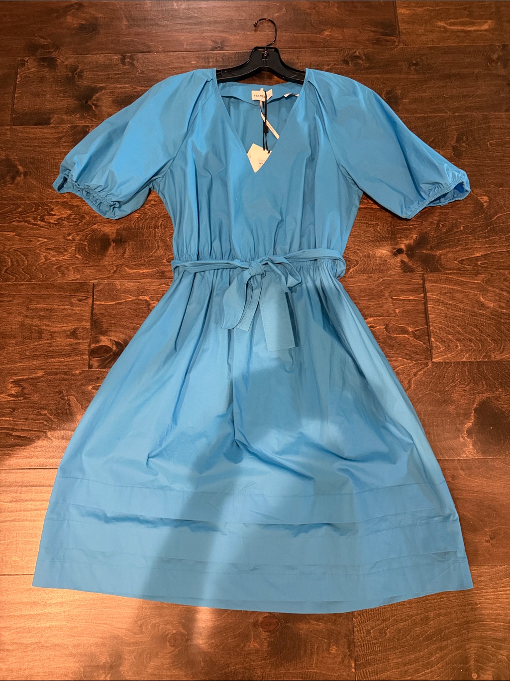 Nwt Marella Cerulean Blue V-Neck Belted Midi Dress